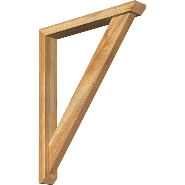 Ekena Millwork Traditional Slat Rough Sawn Bracket w/ Offset Brace, Western Red Cedar, 4"W x 28"D x 36"H BKT0402X28X36TRA06RWR - main
